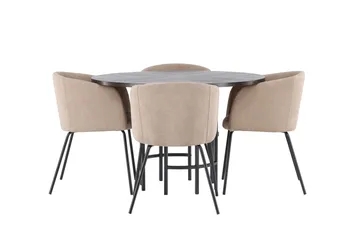 Copenhagen Matgruppe 115 cm Rund med 4 Berit stoler - Beige - Møbler - Bord - Spisegrupper