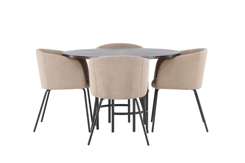 Copenhagen Matgruppe 115 cm Rund med 4 Berit stoler - Beige - Møbler - Bord - Spisegrupper