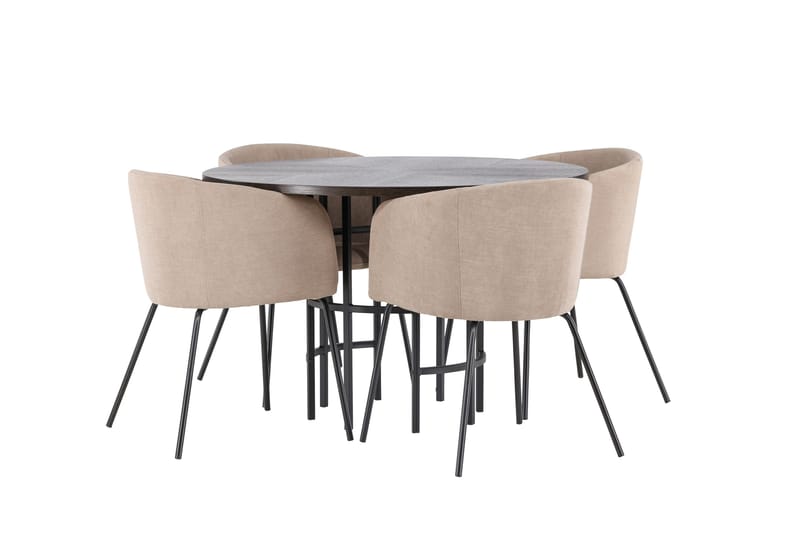 Copenhagen Matgruppe 115 cm Rund med 4 Berit stoler - Beige - Møbler - Bord - Spisegrupper