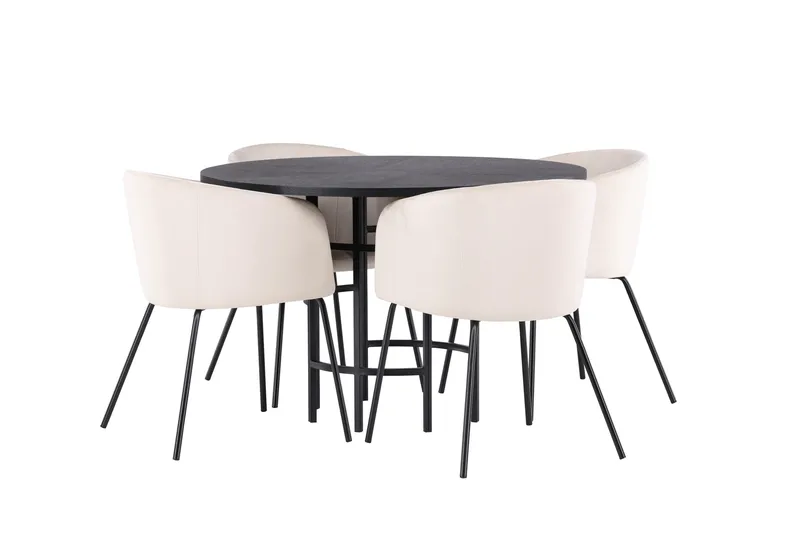 Copenhagen Matgruppe 115 cm Rund med 4 Berit stoler - Beige - Møbler - Bord - Spisegrupper