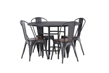 Copenhagen Matgruppe 115 cm Rund med 4 Tempe stoler - Sort - Møbler - Bord - Spisegrupper