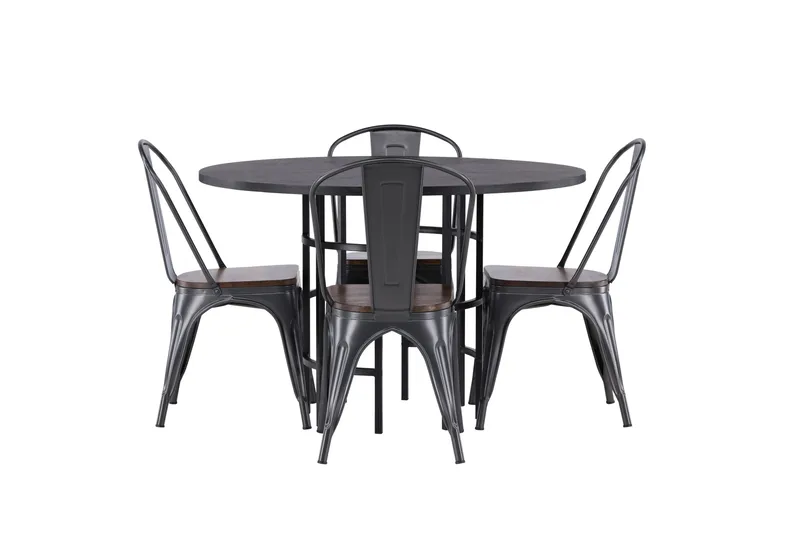 Copenhagen Matgruppe 115 cm Rund med 4 Tempe stoler, Sort
