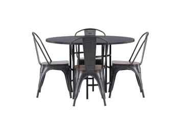 Copenhagen Matgruppe 115 cm Rund med 4 Tempe stoler - Sort - Møbler - Bord - Spisegrupper