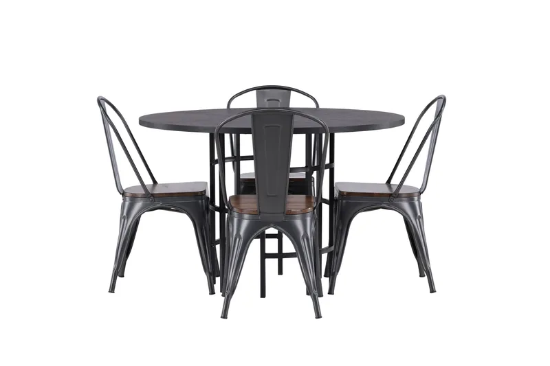 Copenhagen Matgruppe 115 cm Rund med 4 Tempe stoler - Sort - Møbler - Bord - Spisegrupper