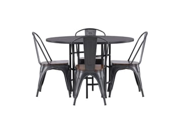 Copenhagen Matgruppe 115 cm Rund med 4 Tempe stoler - Sort - Møbler - Bord - Spisegrupper