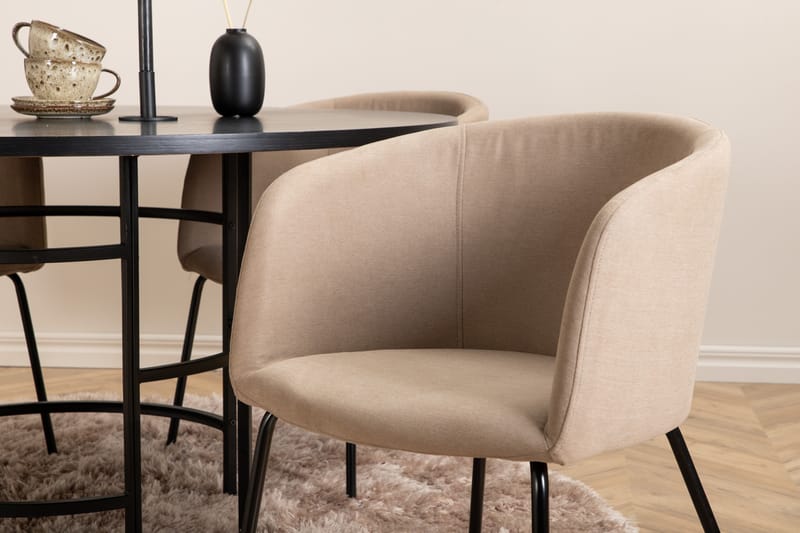 Copenhagen Matgruppe 140 cm Rund med 4 Berit stoler - Beige - Møbler - Bord - Spisegrupper