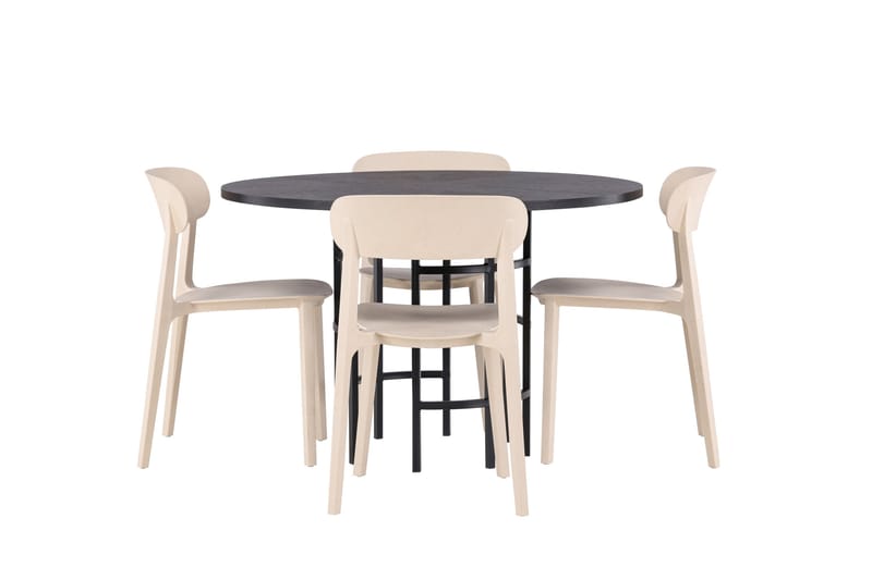 Copenhagen Spisegruppe 115 cm Rund med 4 Åstol Stoler - Beige - Møbler - Bord - Spisegrupper
