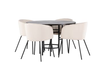 Copenhagen spisegruppe 115 cm rund med 4 Berit stoler - Beige - Møbler - Bord - Spisegrupper