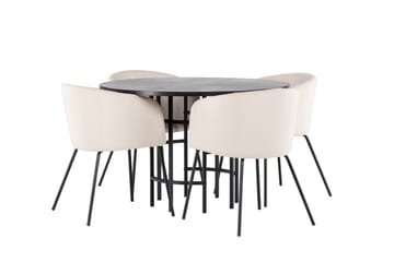 Copenhagen spisegruppe 115 cm rund med 4 Berit stoler - Beige - Møbler - Bord - Spisegrupper