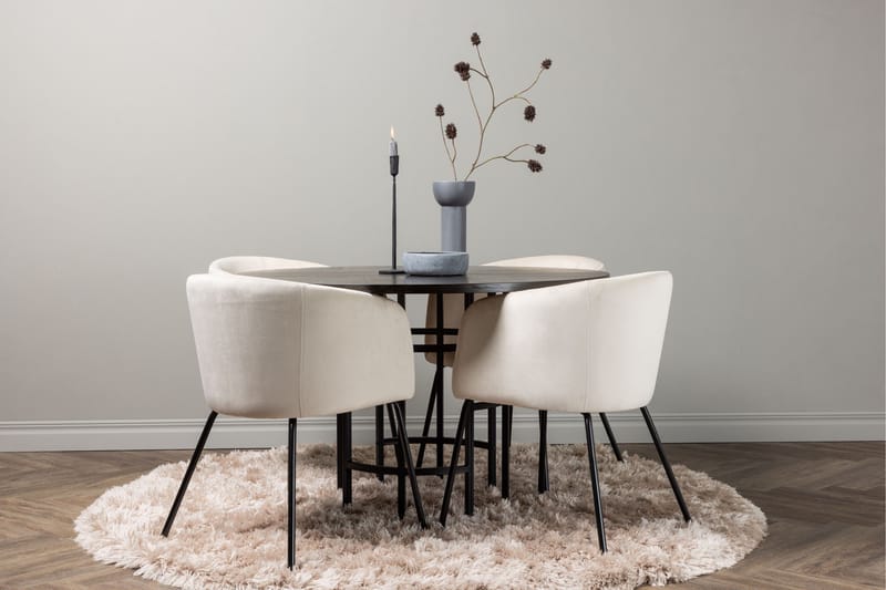 Copenhagen spisegruppe 115 cm rund med 4 Berit stoler - Beige - Møbler - Bord - Spisegrupper
