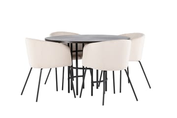 Copenhagen spisegruppe 115 cm rund med 4 Berit stoler - Beige - Møbler - Bord - Spisegrupper