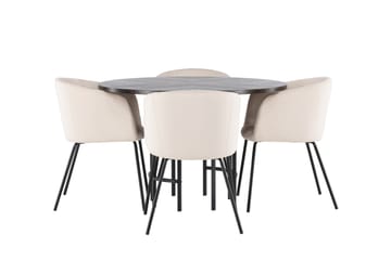 Copenhagen spisegruppe 115 cm rund med 4 Berit stoler - Beige - Møbler - Bord - Spisegrupper