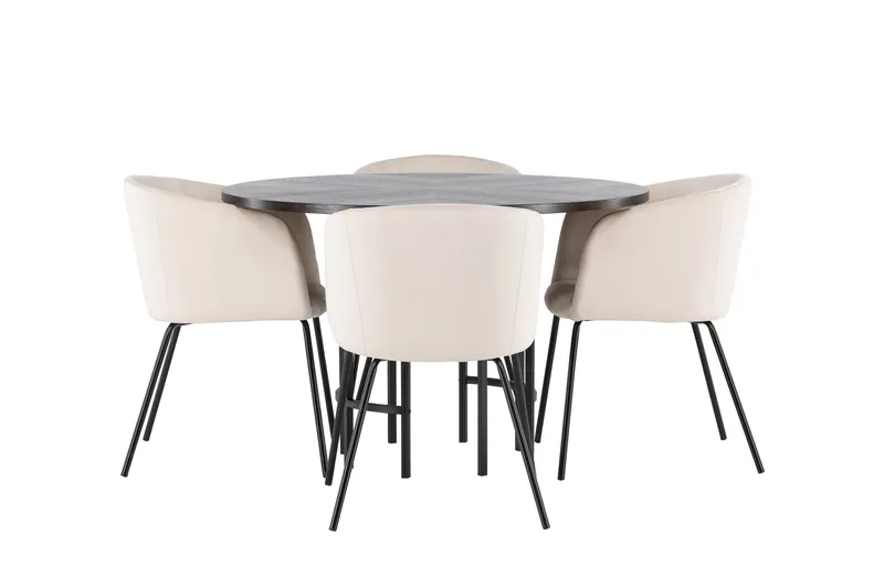 Copenhagen spisegruppe 115 cm rund med 4 Berit stoler, Beige