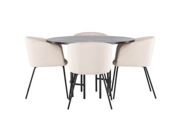 Copenhagen spisegruppe 115 cm rund med 4 Berit stoler - Beige - Møbler - Bord - Spisegrupper