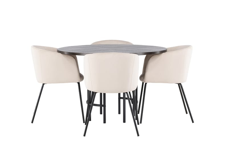 Copenhagen spisegruppe 115 cm rund med 4 Berit stoler - Beige - Møbler - Bord - Spisegrupper