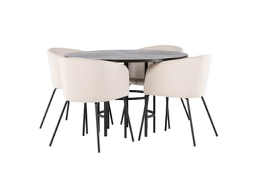Copenhagen spisegruppe 115 cm rund med 4 Berit stoler - Beige - Møbler - Bord - Spisegrupper