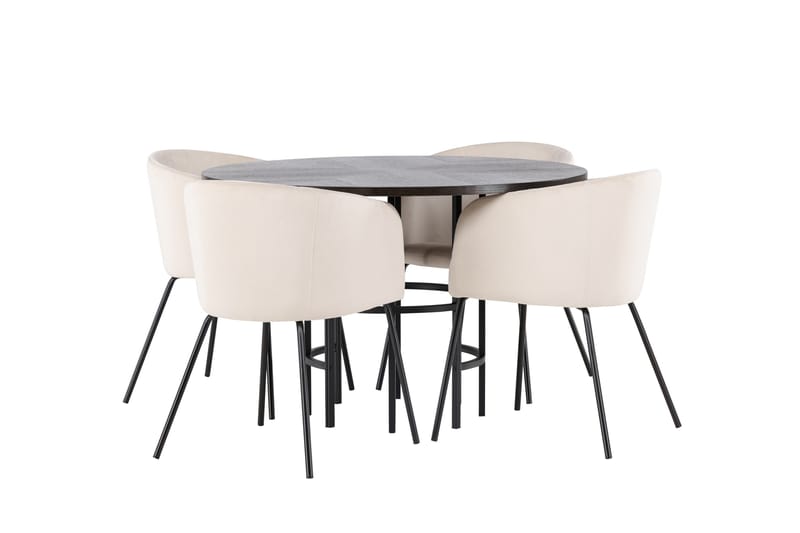 Copenhagen spisegruppe 115 cm rund med 4 Berit stoler - Beige - Møbler - Bord - Spisegrupper