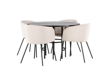Copenhagen spisegruppe 115 cm rund med 4 Berit stoler - Beige - Møbler - Bord - Spisegrupper