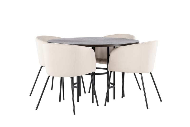Copenhagen spisegruppe 115 cm rund med 4 Berit stoler - Beige - Møbler - Bord - Spisegrupper