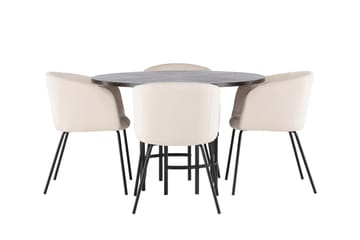 Copenhagen spisegruppe 115 cm rund med 4 Berit stoler - Beige - Møbler - Bord - Spisegrupper