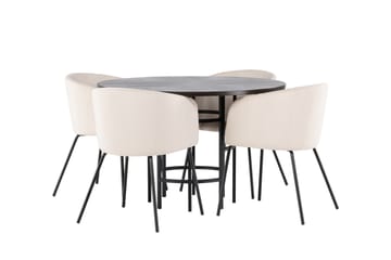 Copenhagen spisegruppe 115 cm rund med 4 Berit stoler - Beige - Møbler - Bord - Spisegrupper