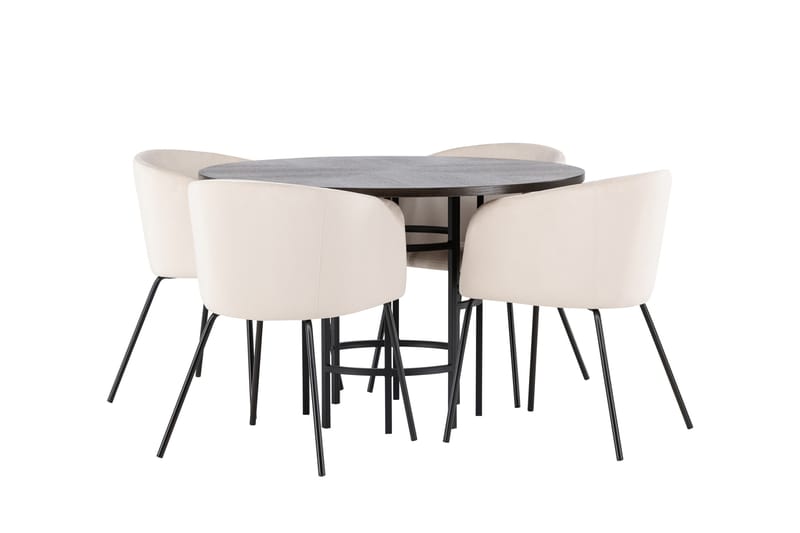 Copenhagen spisegruppe 115 cm rund med 4 Berit stoler - Beige - Møbler - Bord - Spisegrupper