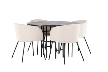 Copenhagen spisegruppe 115 cm rund med 4 Berit stoler - Beige - Møbler - Bord - Spisegrupper