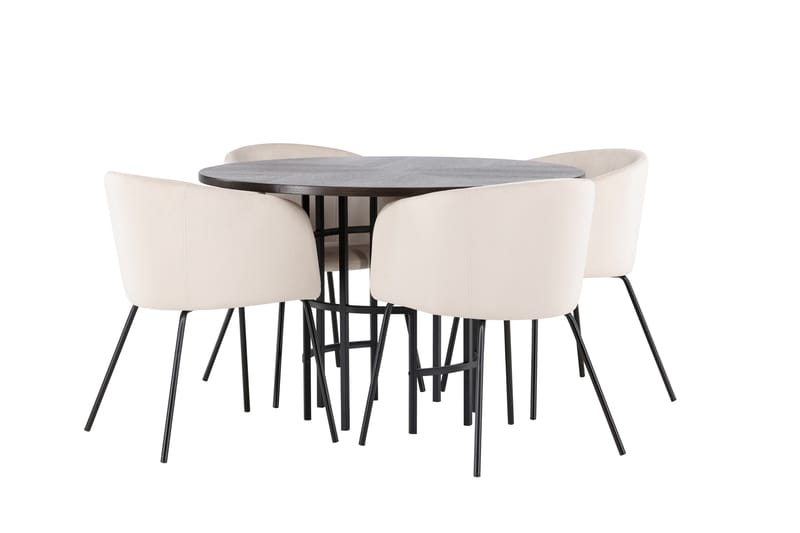 Copenhagen spisegruppe 115 cm rund med 4 Berit stoler - Beige - Møbler - Bord - Spisegrupper