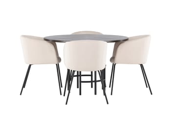 Copenhagen spisegruppe 115 cm rund med 4 Berit stoler - Beige - Møbler - Bord - Spisegrupper