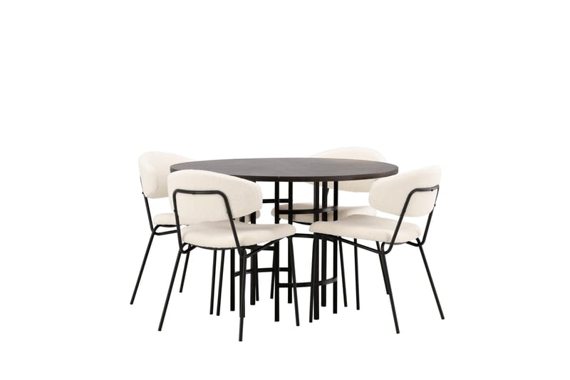 Copenhagen Spisegruppe 115 cm Rund med 4 Chico Stoler - Sort - Møbler - Bord - Spisegrupper