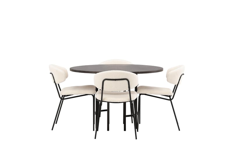 Copenhagen Spisegruppe 115 cm Rund med 4 Chico Stoler, Sort