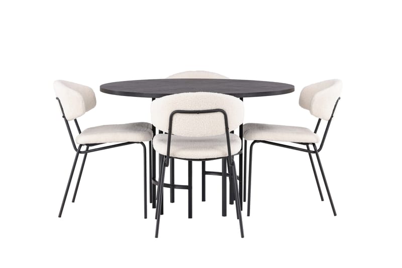 Copenhagen Spisegruppe 115 cm Rund med 4 Chico Stoler, Sort