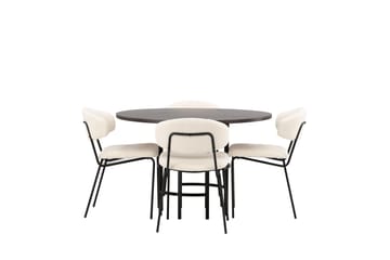 Copenhagen Spisegruppe 115 cm Rund med 4 Chico Stoler - Sort - Møbler - Bord - Spisegrupper
