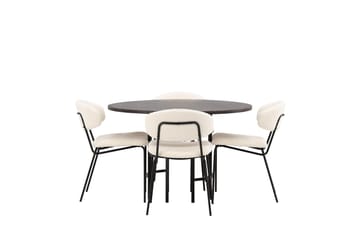 Copenhagen spisegruppe 115 cm rund med 4 Chico stoler - Svart - Møbler - Bord - Spisegrupper