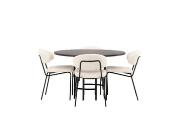 Copenhagen spisegruppe 115 cm rund med 4 Chico stoler - Svart - Møbler - Bord - Spisegrupper