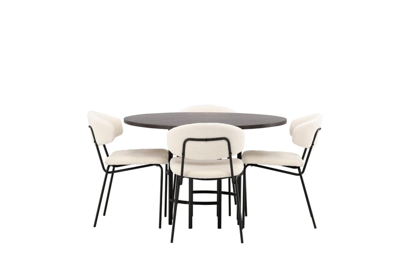 Copenhagen spisegruppe 115 cm rund med 4 Chico stoler - Svart - Møbler - Bord - Spisegrupper