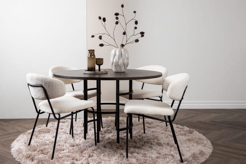 Copenhagen spisegruppe 115 cm rund med 4 Chico stoler - Svart - Møbler - Bord - Spisegrupper