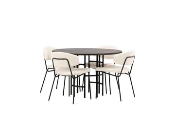 Copenhagen spisegruppe 115 cm rund med 4 Chico stoler - Svart - Møbler - Bord - Spisegrupper