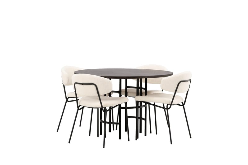 Copenhagen spisegruppe 115 cm rund med 4 Chico stoler - Svart - Møbler - Bord - Spisegrupper