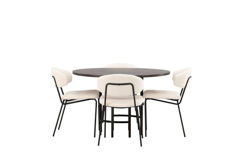Copenhagen spisegruppe 115 cm rund med 4 Chico stoler - Svart - Møbler - Bord - Spisegrupper