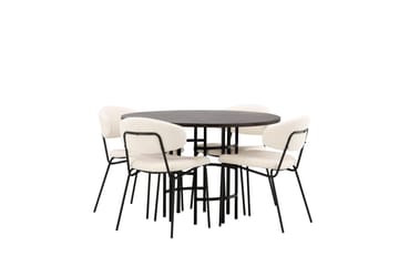Copenhagen spisegruppe 115 cm rund med 4 Chico stoler - Svart - Møbler - Bord - Spisegrupper