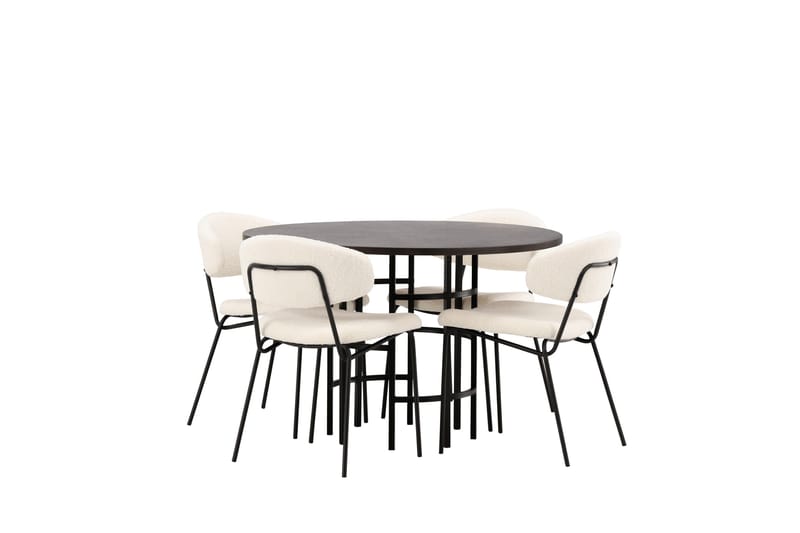 Copenhagen spisegruppe 115 cm rund med 4 Chico stoler - Svart - Møbler - Bord - Spisegrupper