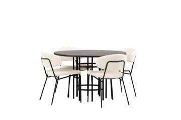 Copenhagen spisegruppe 115 cm rund med 4 Chico stoler - Svart - Møbler - Bord - Spisegrupper