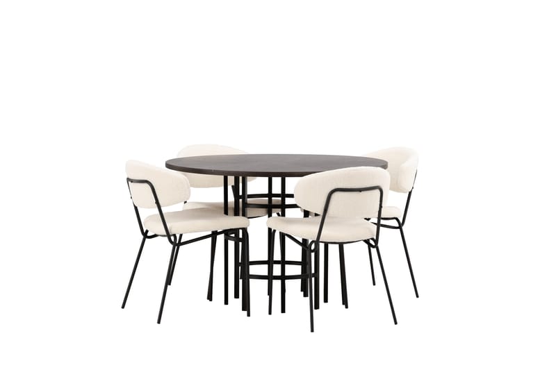 Copenhagen spisegruppe 115 cm rund med 4 Chico stoler - Svart - Møbler - Bord - Spisegrupper