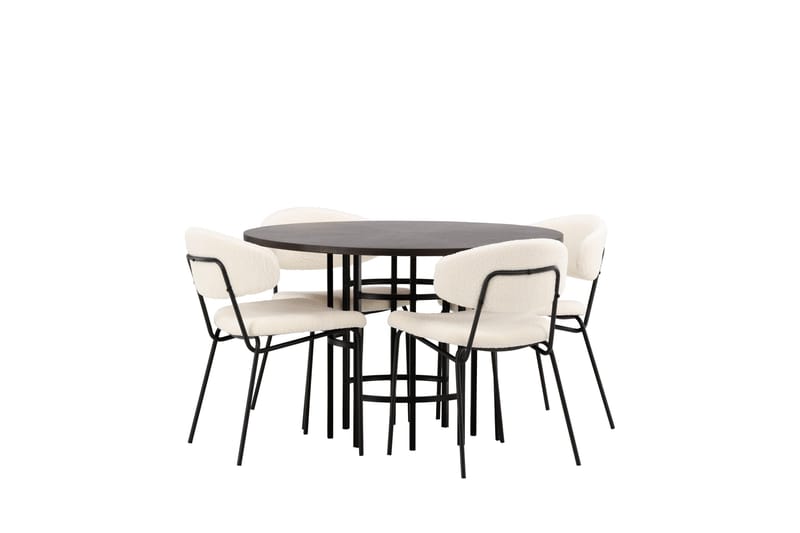 Copenhagen spisegruppe 115 cm rund med 4 Chico stoler - Svart - Møbler - Bord - Spisegrupper