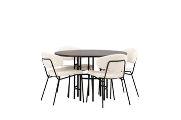 Copenhagen spisegruppe 115 cm rund med 4 Chico stoler - Svart - Møbler - Bord - Spisegrupper