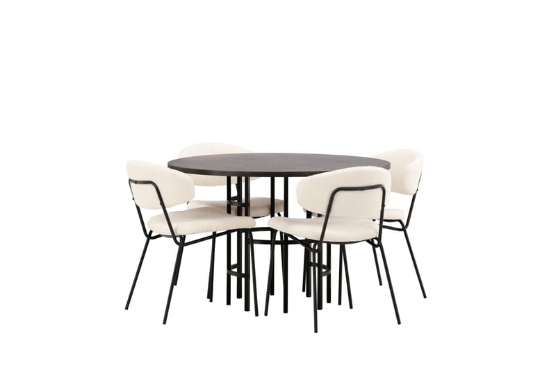 Copenhagen spisegruppe 115 cm rund med 4 Chico stoler - Svart - Møbler - Bord - Spisegrupper