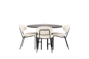 Copenhagen spisegruppe 115 cm rund med 4 Chico stoler - Svart - Møbler - Bord - Spisegrupper