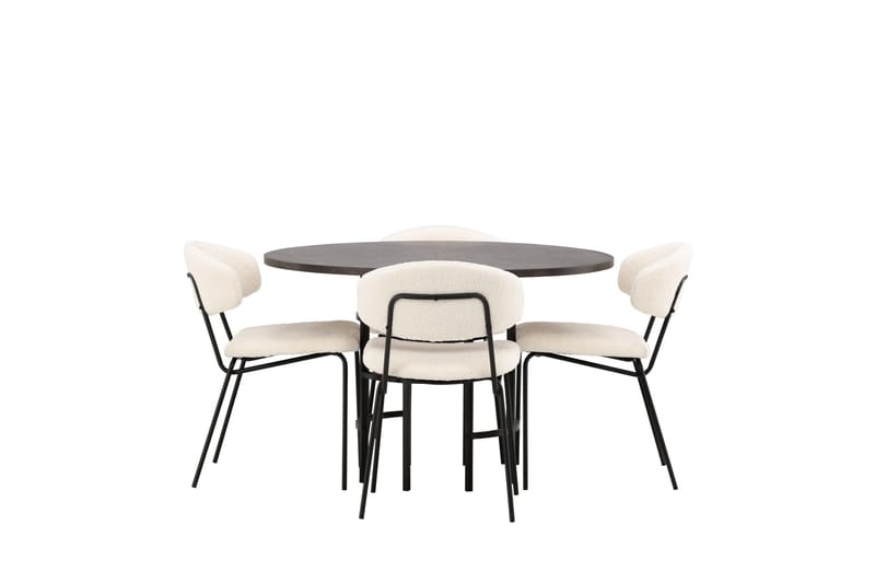 Copenhagen spisegruppe 115 cm rund med 4 Chico stoler - Svart - Møbler - Bord - Spisegrupper