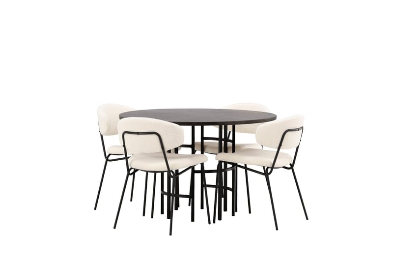 Copenhagen spisegruppe 115 cm rund med 4 Chico stoler - Svart - Møbler - Bord - Spisegrupper